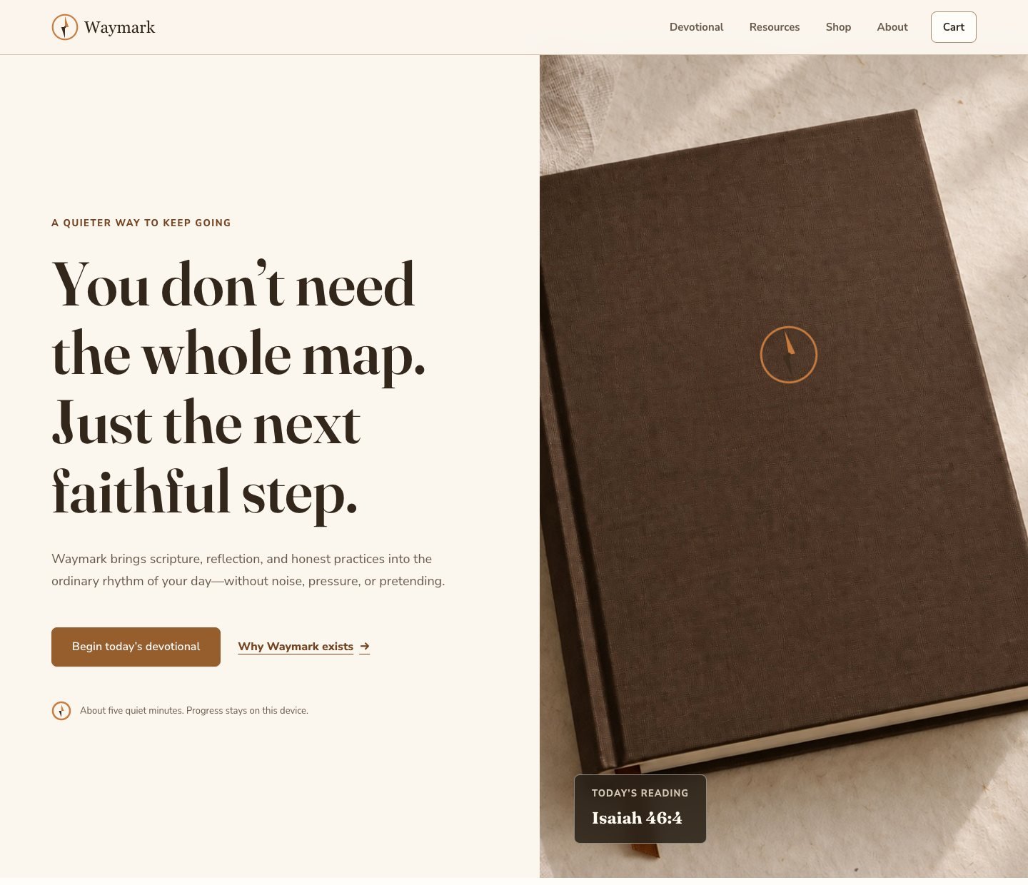 Waymark homepage: You don’t need the whole map. Just the next faithful step.